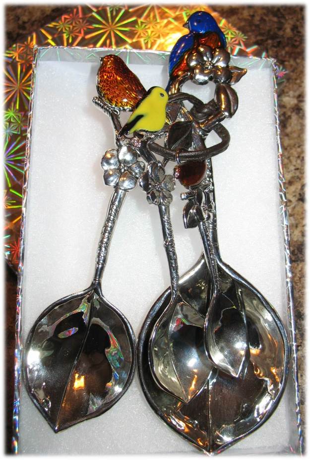 Decorative Bird and Leaf Measuring Spoons