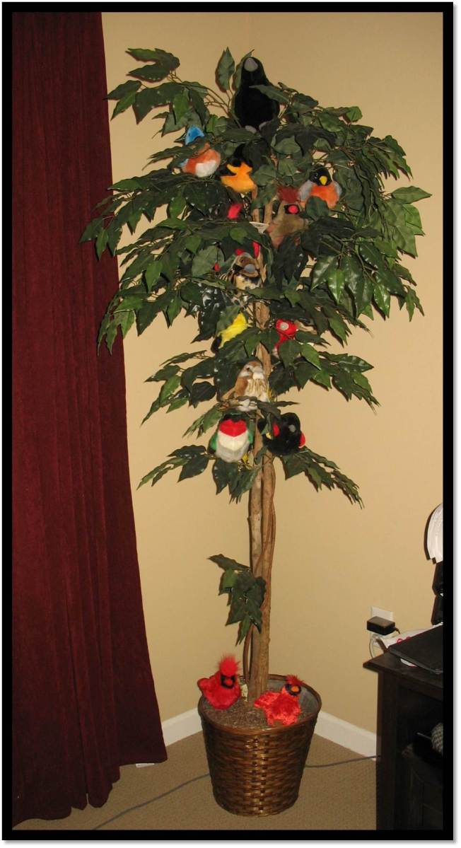 home office with Audubon plush birds