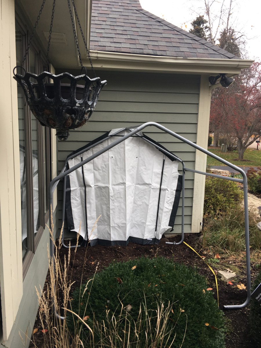 Outdoor shed used for dog to go potty
